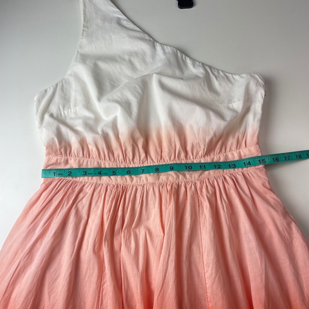 Boden NWT Ora Ombre One Shoulder Midi Dress Orange White Dip Dye Womens 6 cotton - Picture 11 of 14
